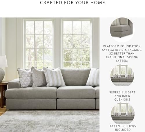 Signature Design by Ashley 3-Piece Modular Sectional Sofa Couch, Ash Gray - Image 4