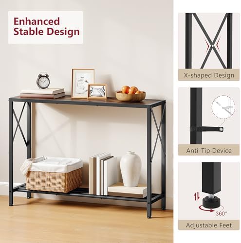 Tajsoon Console Table 41.8", 2 Tier Industrial Entryway Table - Image 5
