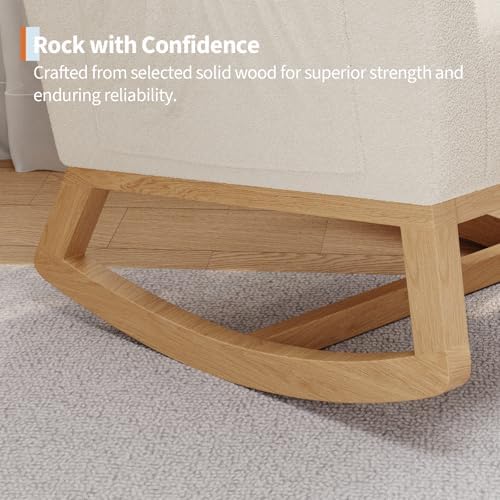 GarveeHome Nursery Rocking Chair, Teddy Fleece Upholstery, Sturdy Wooden Legs & - Image 7