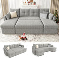 Huatean Home Oversized Sleeper Sofa Couch, Sectional Sofa Bed, Light Grey by huateanhome