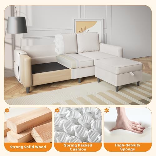 78" Brown L Shaped Sectional Sofa Couch - Image 3