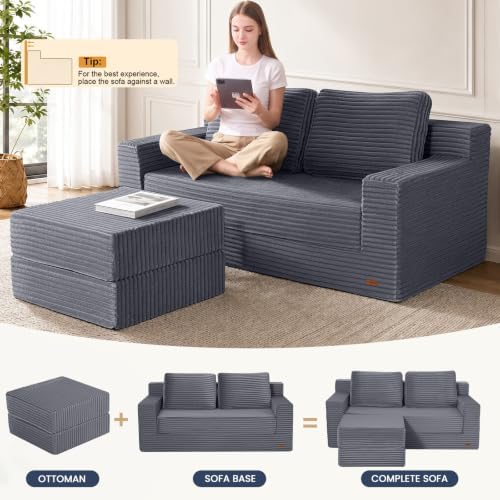 COMAX Futon Sofa Bed, Convertible Sofa Bed, Folding Boneless Couches - Image 3