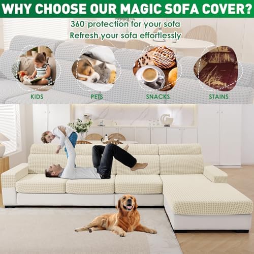 MAXIJIN Couch Cushion Covers for Sectional Sofa, Stretch Sofa Cushion Cover - Image 6