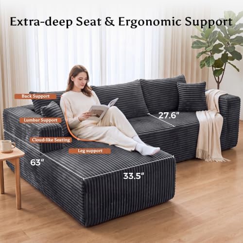 92.5" L-Shaped Boneless Modular Sectional Sofa, Cloud Couch - Image 5
