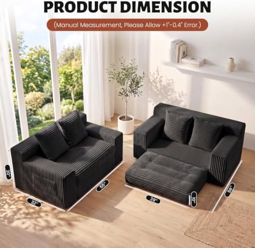 Small Boneless Couch, Boneless Loveseat Convertible Sofa Bed Sleeper Sofa Couch - Image 3