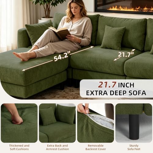 112.4" U Shaped Cloud Couch, Modular Sectional Sofa - Image 4