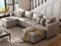 ABCASA Oversized Modular Sectional Sofa, 118.5" Faux Leather 6 Seater U Shaped by ABCASA
