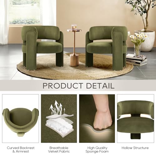 COLAMY Modern Accent Chair, Upholstered Barrel Chair - Image 3