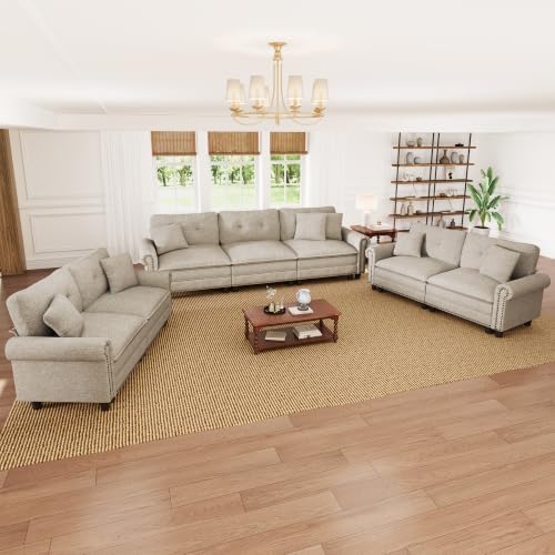 PHI VILLA Modular Sectional Sofa & Cloud Loveseat Set Living Room 3-Piece by PHIVILLA
