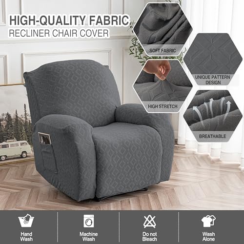 Genina Waterproof Recliner Chair Cover, XL-1 Seat Couch Cover, Dark Gray - Image 2