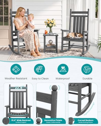 SERWALL Rocking Chair Outdoor, Comfortable Rocker - Image 4
