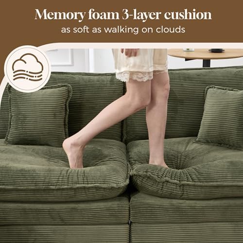 Corduroy Cloud Couch Modular Sectional Sofa, Oversized Deep Seat Modern - Image 4