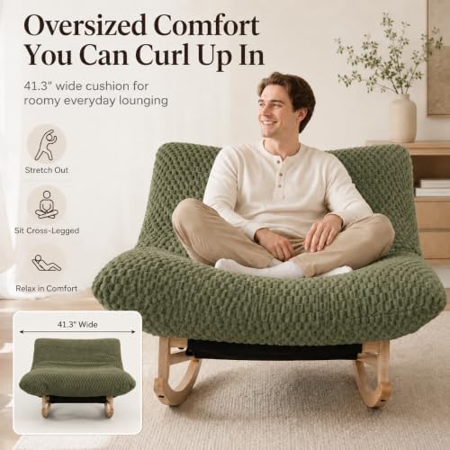 Oversized Chaise Lounge Chair, Plush Deep Seat, Rocking Base - Image 3