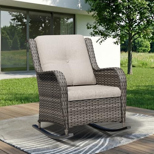 Outdoor Rocking Chair, Wicker Patio Chair by Gardenbee
