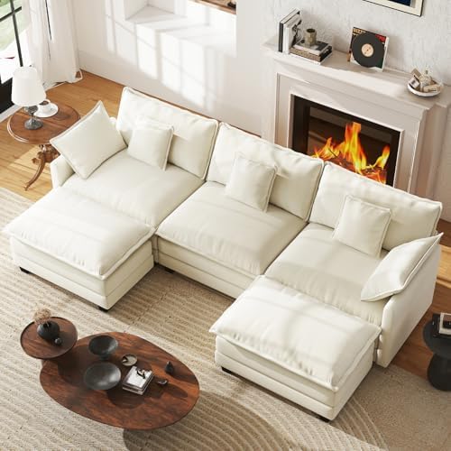 WorthFurni 111.4" Modular Sectional Sofa, U Shape Cloud Couch by WorthFurni