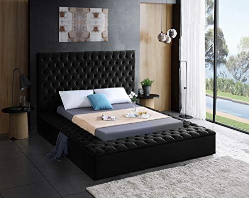 Meridian Furniture Bliss Collection Modern | Contemporary Velvet Upholstered Bed - Image 2