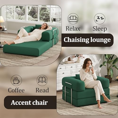 Single Couch Sofa for Small Spaces, 2-in-1 Single Boneless Sofa - Image 3