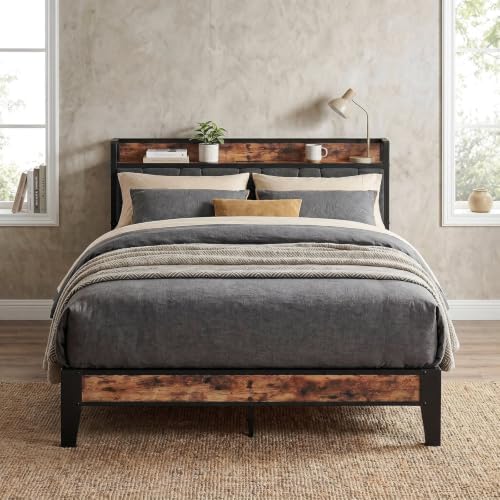 LIKIMIO Full XL Bed Frame with Storage Headboard and Charging Station by LIKIMIO
