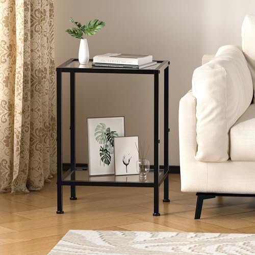 Glass Side Table, Tempered Glass End Table, 2-Tier Nightstands - Image 4