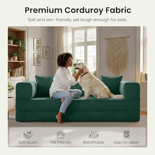78.8" Convertible Futon Sofa Bed, Boneless Couch - Image 6