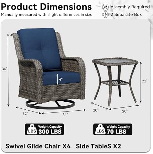 6 Piece Outdoor Wicker Patio Furniture Set, Outdoor Swivel Rocker Patio Chairs - Image 2