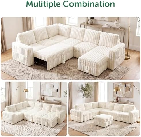 HONBAY Plush Corduroy Modular Sectional Sofa - Image 6