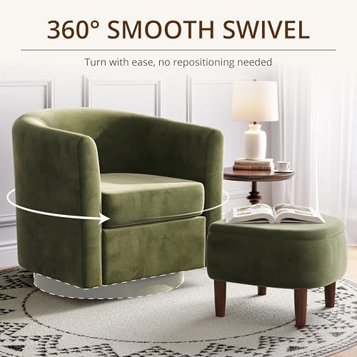 360° Swivel Accent Chair with Storage Ottoman - Image 3