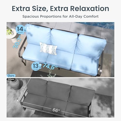 PHI VILLA 5 Seat Metal Patio Furniture Set - Image 3