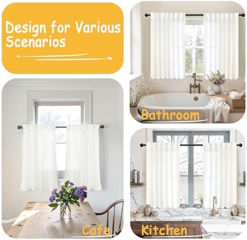 YoungsTex Linen Semi Sheer Curtains 40 Inch Length - Image 2