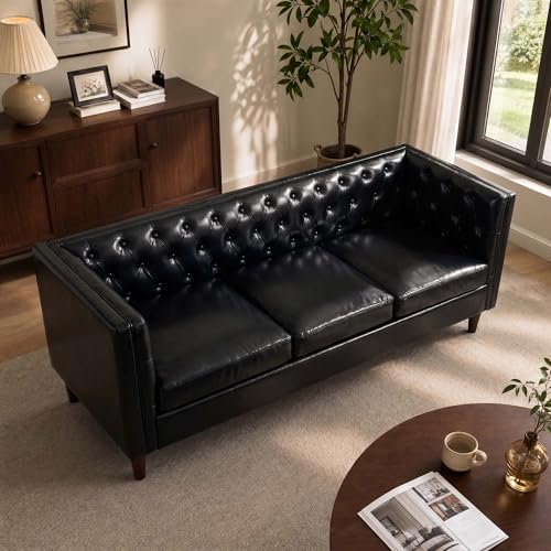 GarveeTech 81" PU Leather Sofa for Living Room, Modern 3-Seat Couch - Image 4