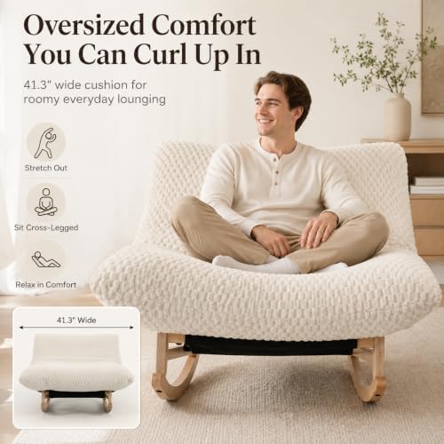 Oversized Chaise Lounge Chair, Plush Deep Seat, Rocking Base - Image 6