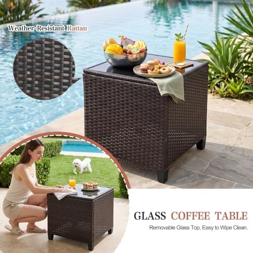 Vongrasig Patio Chair with Ottoman, 5 Pieces Patio Furniture Set Small Balcony - Image 6
