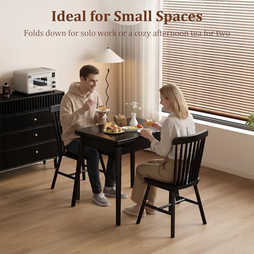 Solid Wood Small Dining Table, 23.6"L-47.2"L Expandable Kitchen Table - Image 3