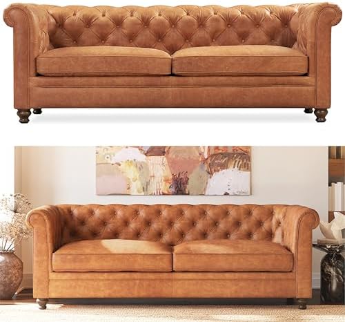 POLY & BARK Lyon 87.4” Leather Sofa in Cognac Tan – Full-Grain Pure-Aniline by Unknown