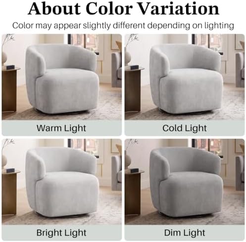 SOFTHION Swivel Accent Chair, Chenille Barrel Chair, Light Grey - Image 6