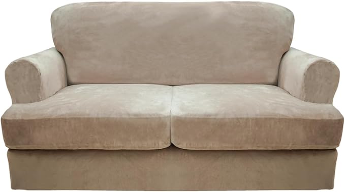 CUCRAF T Cushion Sofa Cover 3 Piece Loveseat Slipcovers, Soft Thick Velvet by CUCRAF