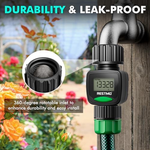 RESTMO Water Flow Meter, Measure Gallon/Liter Consumption and Flow Rate - Image 2