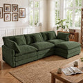Tmsan 111.42" Green Cloud Sectional Couch w/Ottoman, 3 Seater L Shape Sofa by TmsanHomeKitchen
