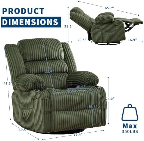 360° Swivel Rocker Recliner Chair Manual Reclining Chair - Image 3