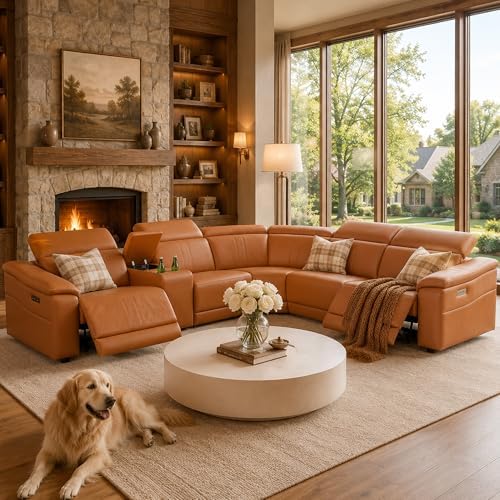 Power Recliner Sectional Sofa, Leather Recliner Sofa by BrisaNube