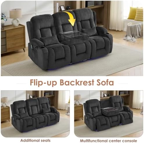 TUNYI Wall Hugger Loveseat Recliner Sofa - Image 5