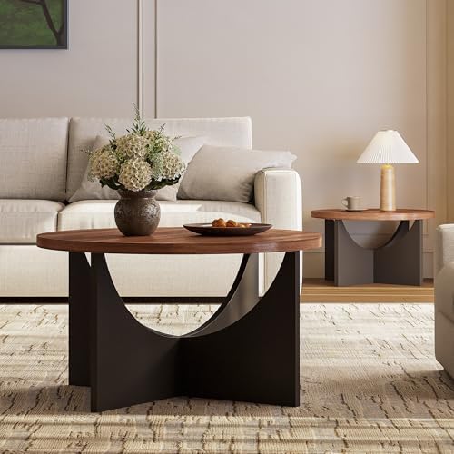 LIKIMIO Nesting Coffee Tables Set of 2, 31.5" Round Tables - Image 4
