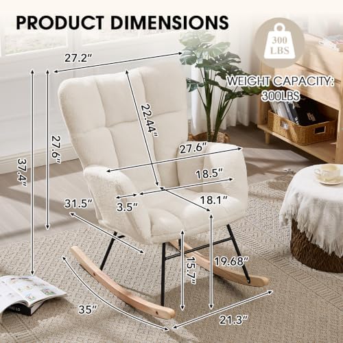 Nursery Rocking Chair, Teddy Upholstered Glider Chair - Image 2