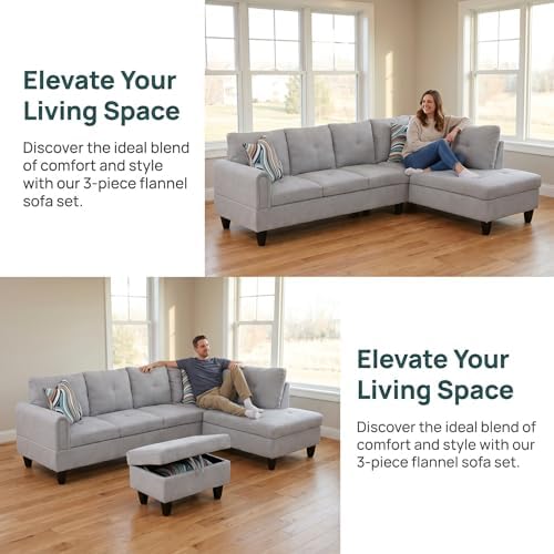 3-Piece L-Shaped Modular Leather Sofa – Convertible Sectional Couch - Image 4