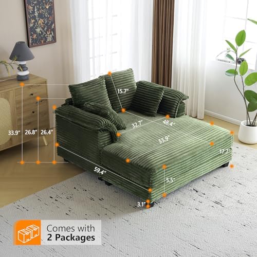 VINGLI 56" Wide Oversized Chaise Lounge Chair - Image 2