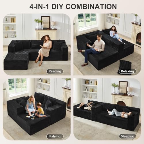 106" L Shaped Modular Cloud Sectional Sofa - Image 4