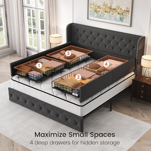 LARMACE King Size Platform Bed Frame - Image 4