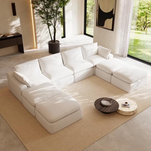 Novilla 133.8" Modular Cloud Couch, Modern Sectional Sofa by Novilla
