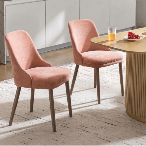 HULALA HOME Dining Chairs Set of 2, Coral Fabric Upholstered Dining Room Chairs - Image 3
