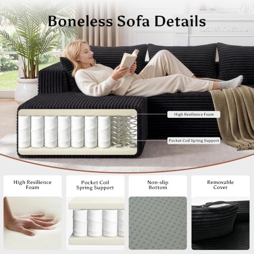 Boneless Couches for Living Room, L Shape Modular Sectional Sofa - Image 6